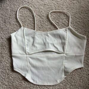 White Ribbed Crop Top